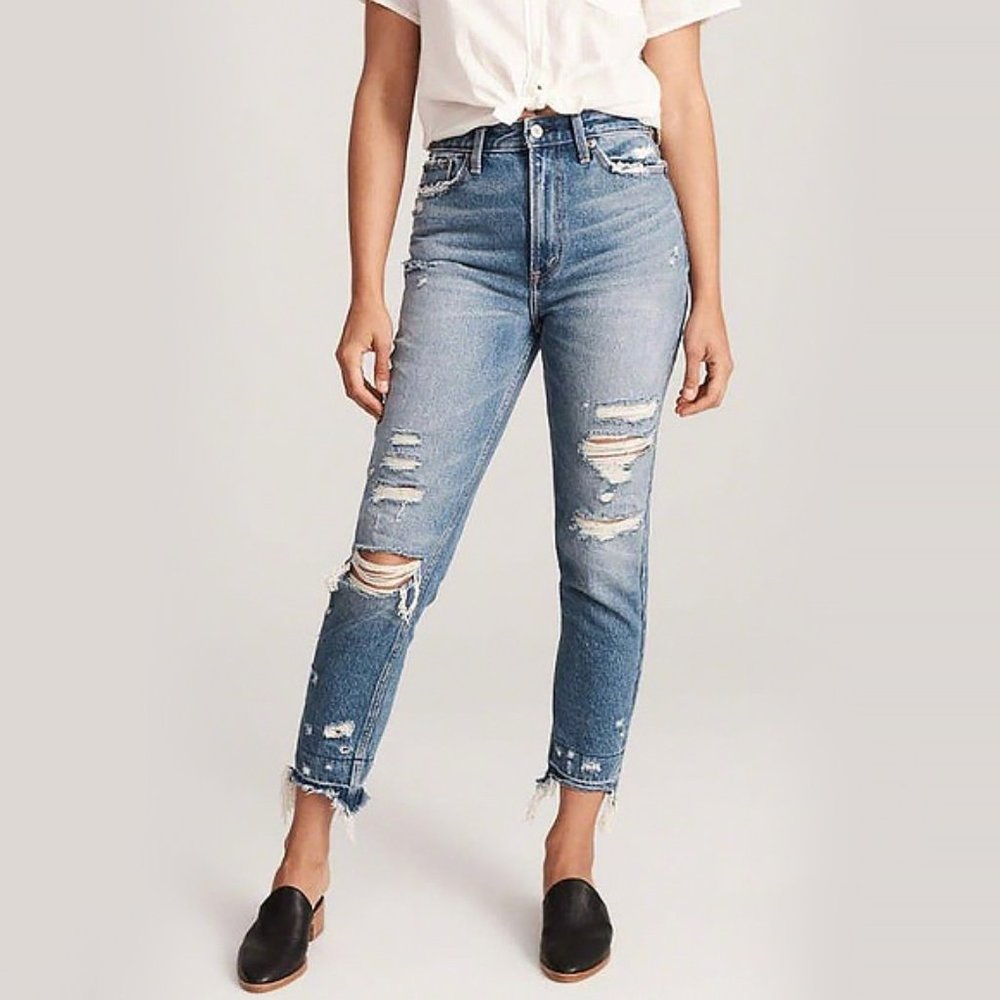 Abercrombie & Fitch Blue Distressed Jeans
